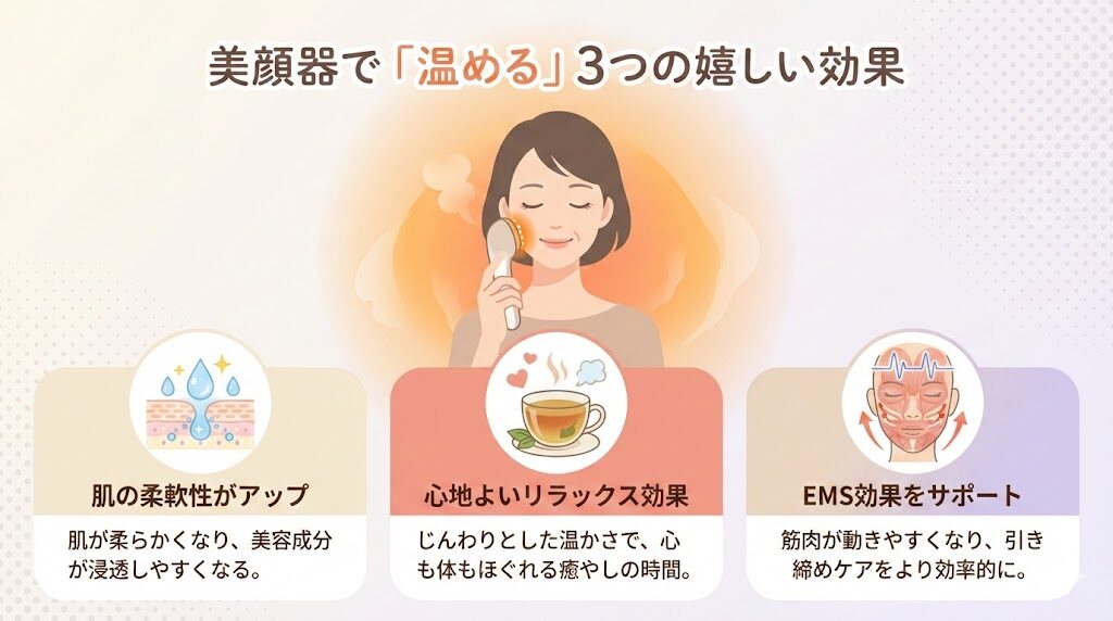 美顔器で肌を温める　3つの効果