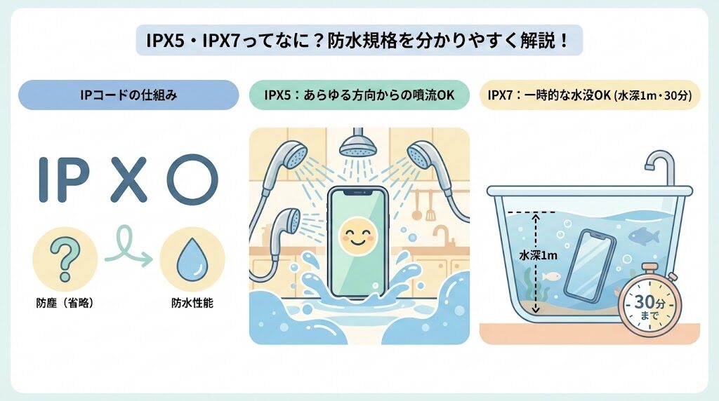 IPX5/IPX7　防水性能の違い