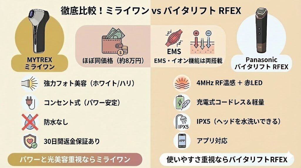 マイトレックスミライワンとパナソニックの違い比較