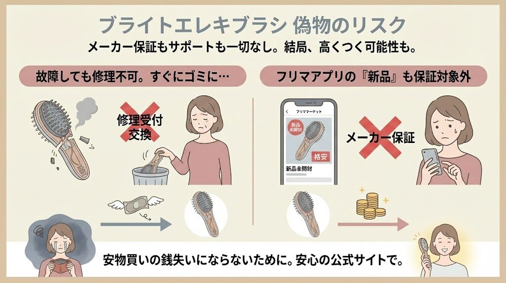 ブライトエレキブラシ偽物　メーカー保証もサポートも一切なし