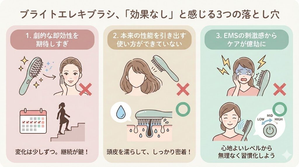 ブライトエレキブラシを「効果なし」と感じる原因は？悪い口コミからわかる3つの理由