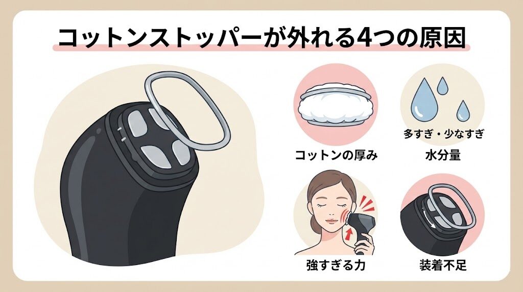 マイトレックスミライワン口コミ コットンストッパーが外れる原因