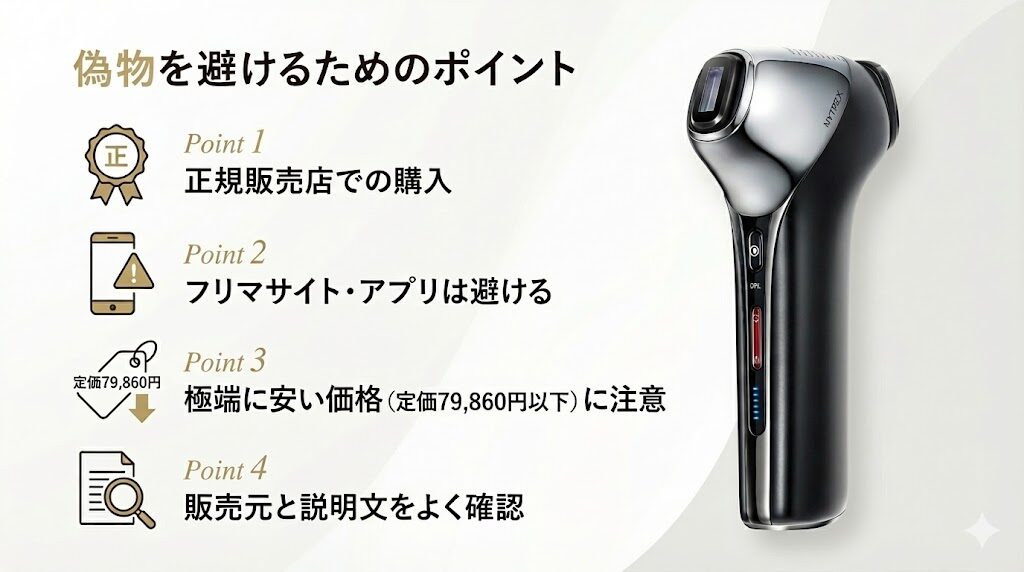 マイトレックスミライワン偽物　避けるためのポイント　