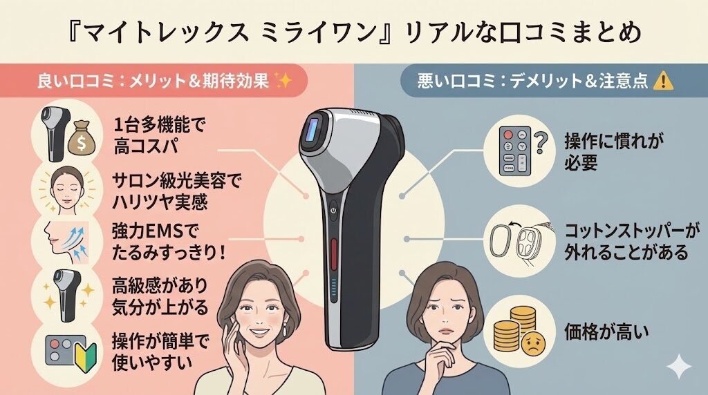 マイトレックスミライワンの良い口コミ・悪い口コミ