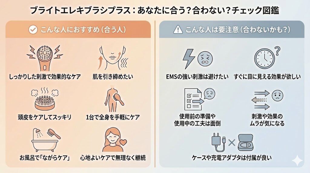 ブライトエレキブラシプラスが合わない人、合う人チェック図鑑