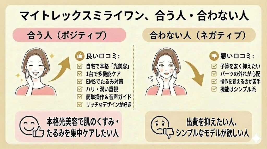 マイトレックスミライワン口コミ 合う人・合わない人