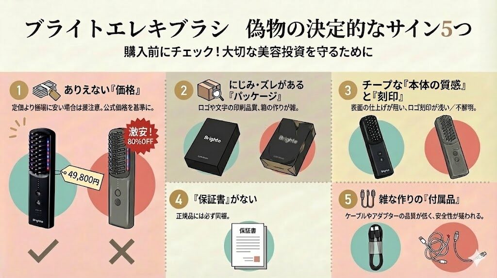 ブライトエレキブラシ　偽物5つのサイン