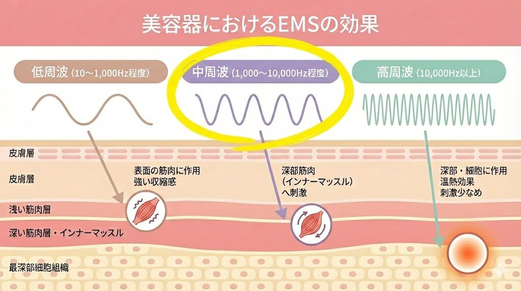 美顔器のEMSの周波数の特徴