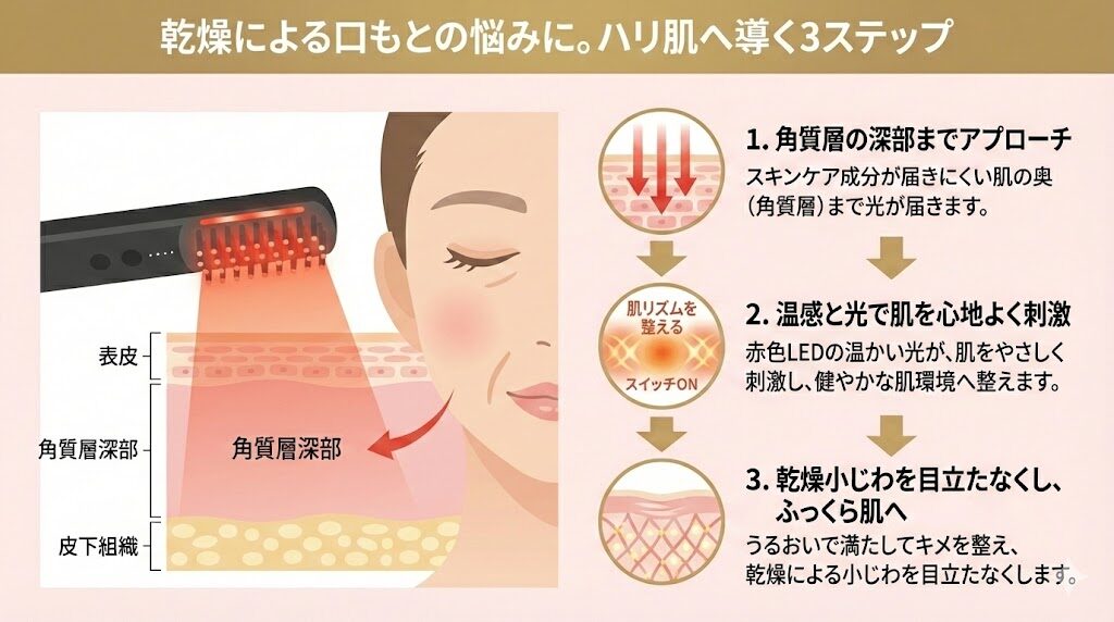 赤LEDのほうれい線へのアプローチ