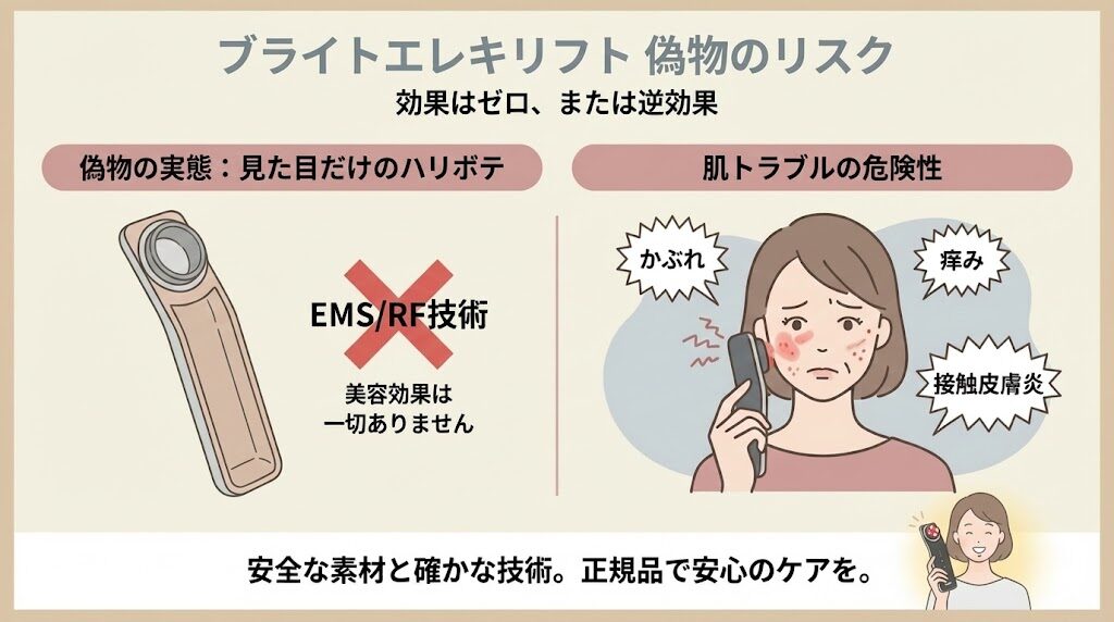 ブライトエレキリフト偽物　効果がゼロ、または逆効果