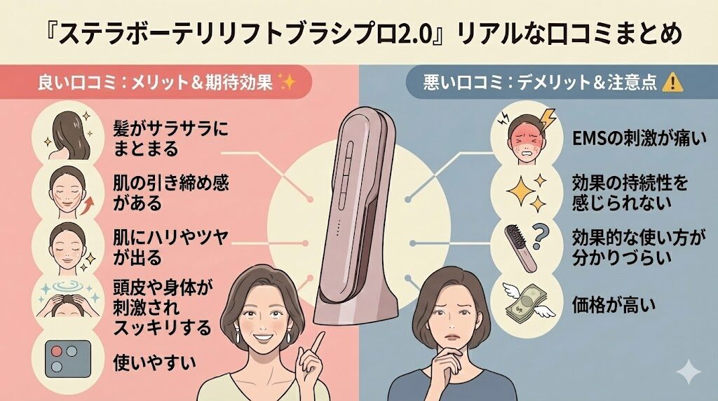 ステラボーテリリフトブラシプロ2.0悪い口コミ・良い口コミまとめ