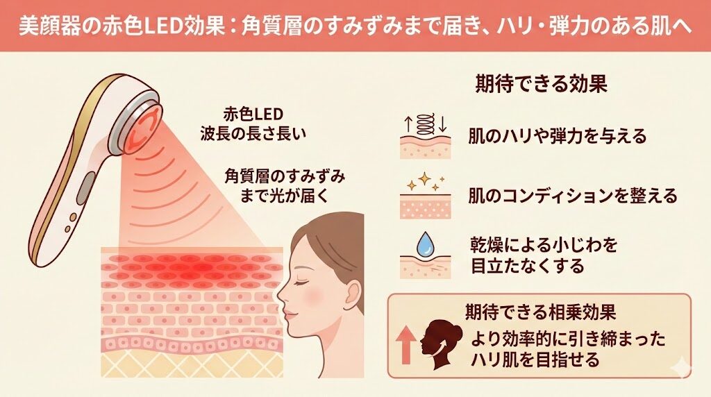 美顔器の赤LEDの効果