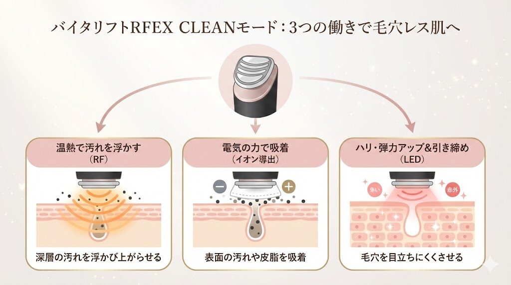 バイタリフトRFEXのCLEANモードの特徴