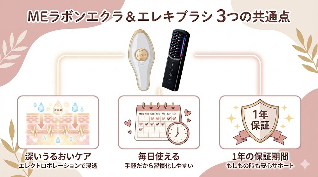 MEラボンエクラとエレキブラシを比較!共通点は3個