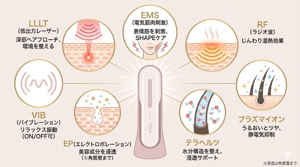 ステラボーテリフトブラシプロの7つの機能
