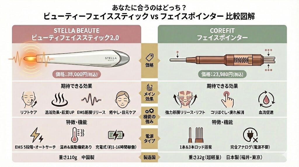 ビューティーフェイススティックとフェイスポインター比較違いまとめ