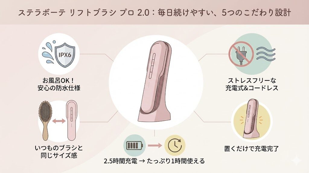 ステラボーテリフトブラシプロ2.0の使いやすい設計