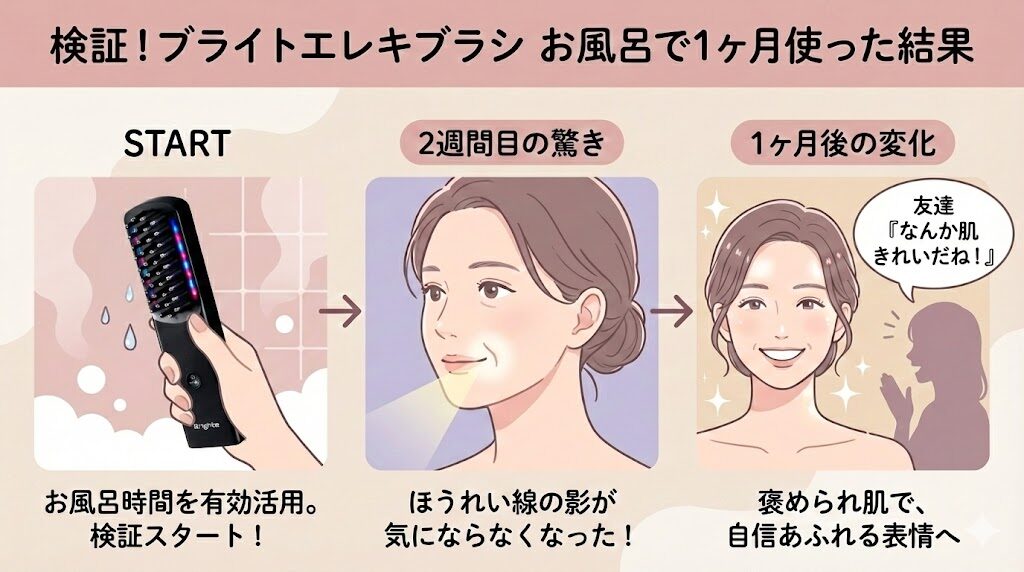 【検証】ブライトエレキブラシをお風呂で1ヶ月使った結果!肌への手応えは?
