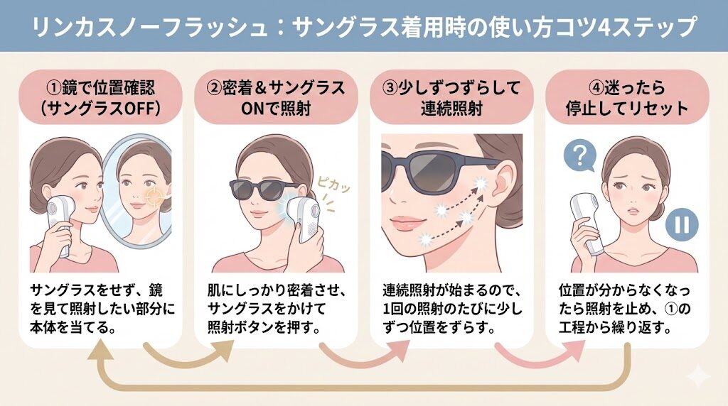 リンカスノーフラッシュ　サングラスをつけてケアするコツ