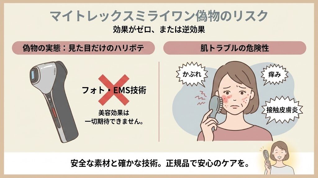 マイトレックスミライワン偽物 効果がゼロ、または逆効果