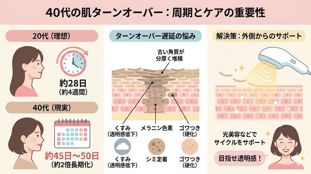 40代ターンオーバーの遅れとケアの重要性
