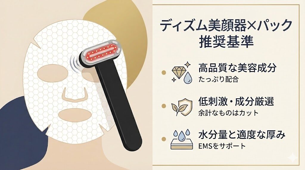ディズム美顔器をパックの上から使う基準に！推奨パックの成分と特徴