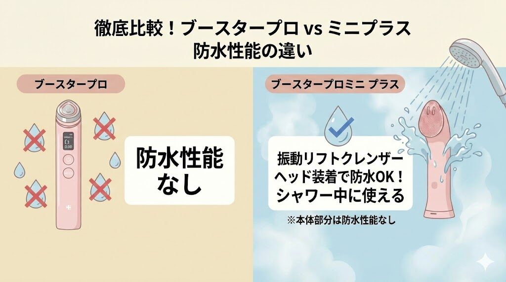 メディキューブブースタープロミニとプラス 防水性能の違い比較