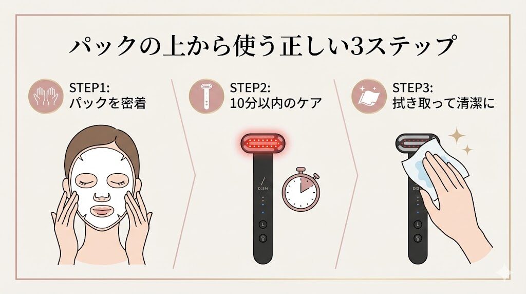 ディズム美顔器をパックの上から使う正しい3ステップ！効率と安全を両立