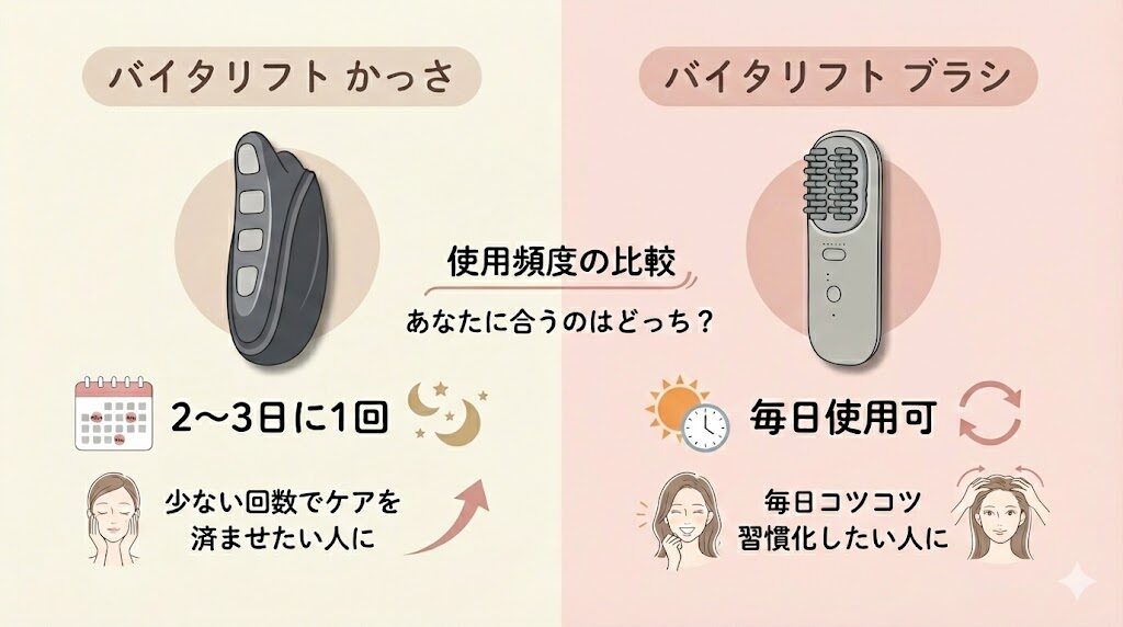 バイタリフトかっさとブラシの使用頻度の比較