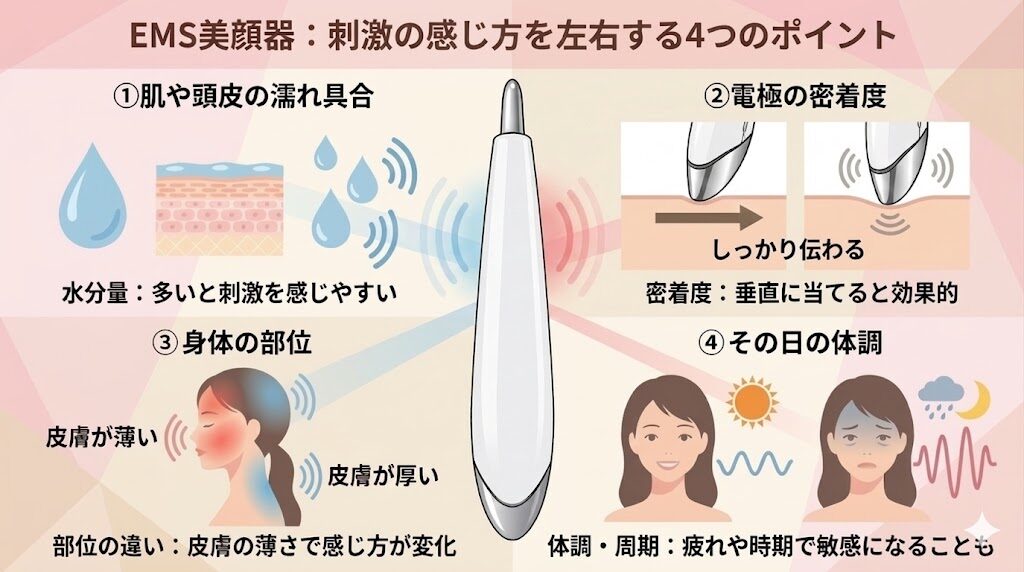 ステラボーテスティック　EMSの刺激に影響する要素