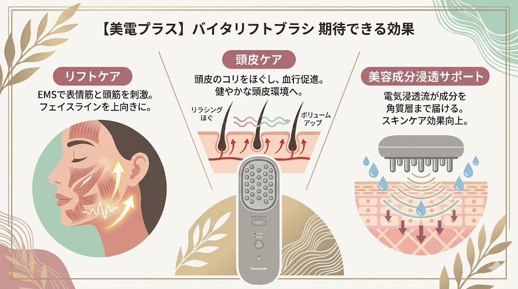 バイタリフトブラシの期待できる効果　図解