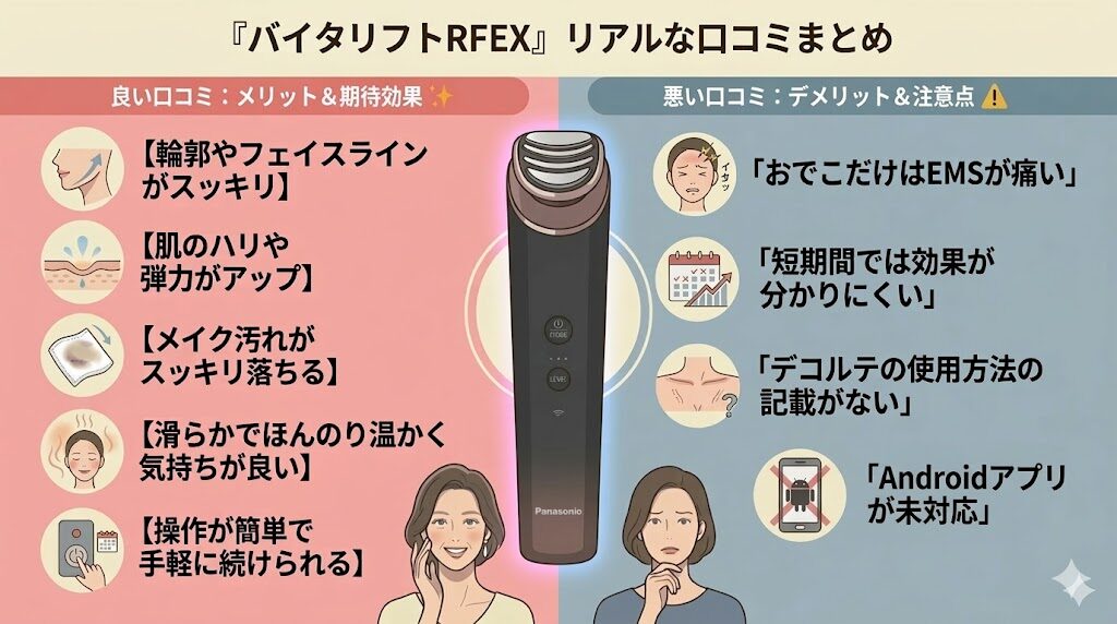 バイタリフトRFEX　良い口コミ悪い口コミまとめ