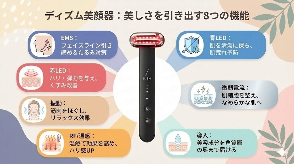 ディズム美顔器口コミ　8つの機能