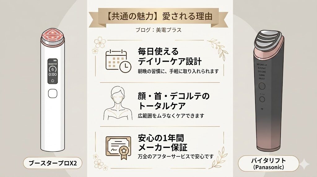 【共通の魅力】ブースタープロX2とバイタリフトが愛される理由