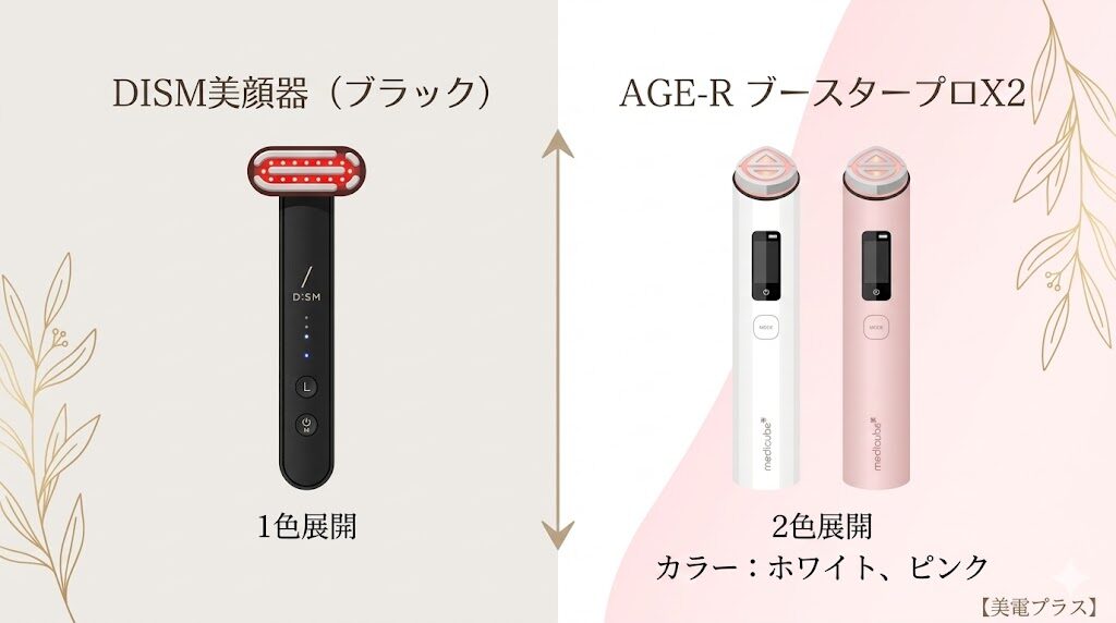 DISM美顔器とAGE-RブースタープロX2　カラーの違い