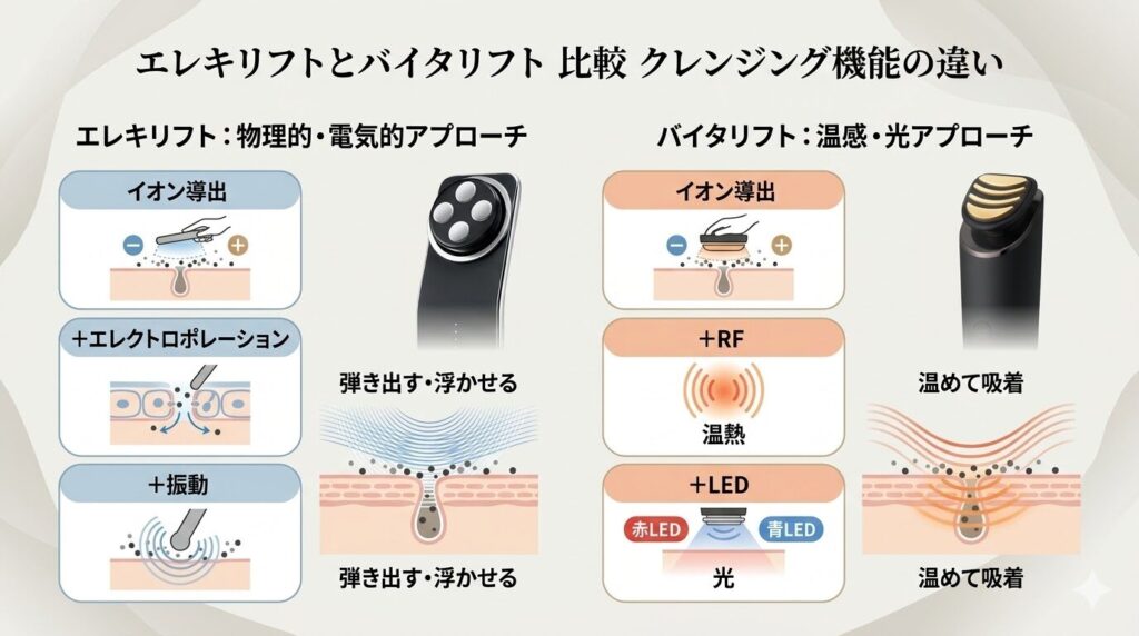 エレキリフトとバイタリフト比較　クレンジング機能の違い