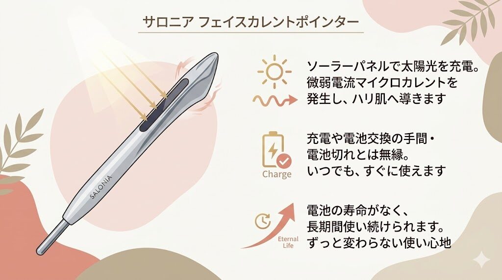 サロニアフェイスカレントポインター　充電不要のメリット