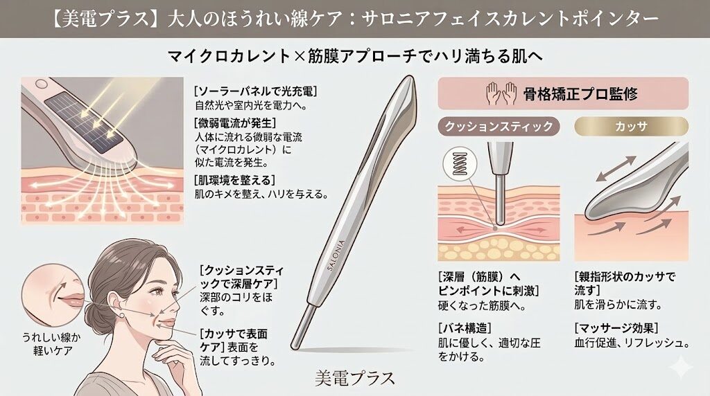 サロニアフェイスカレントポインター　ほうれい線へのアプローチ