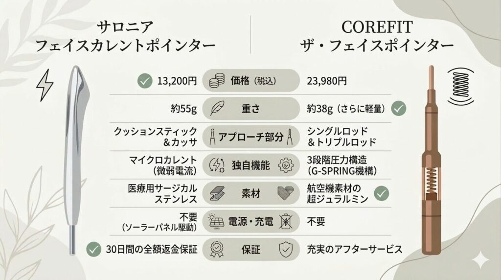 サロニアフェイスカレントポインターとフェイスポインター比較違いまとめ