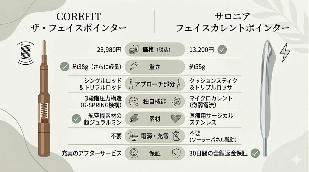 フェイスポインターとサロニアフポインター比較違いまとめ