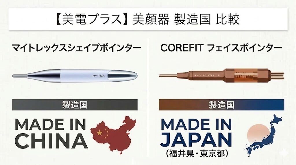 マイトレックスシェイプポインターとフェイスポインターの違い　製造国