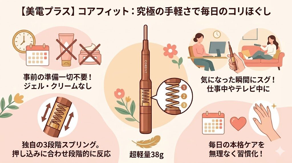 コアフィット　「準備も難しい調整も不要」で気になった瞬間にすぐ使える