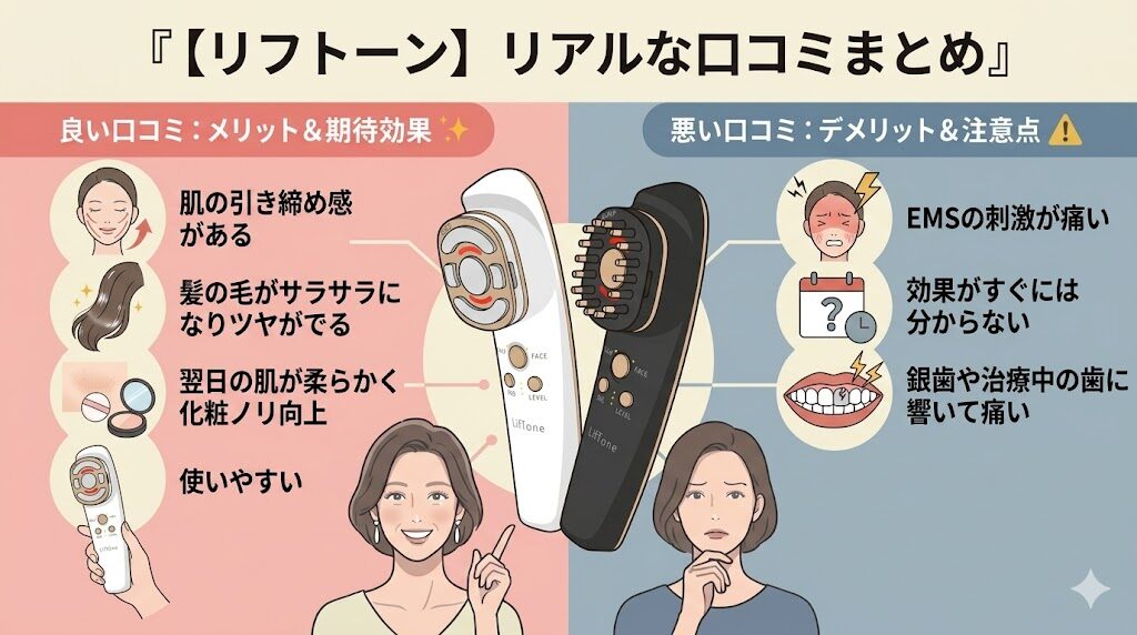 リフトーン良い口コミ悪い口コミ　まとめ図解